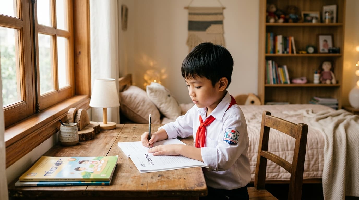 Trẻ em học tập tại nhà